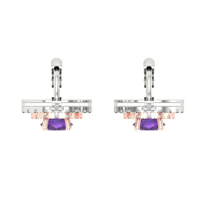 1.63cttw Amethyst Gold-Plated 925 Silver Lever Back Drop Dangle Earrings