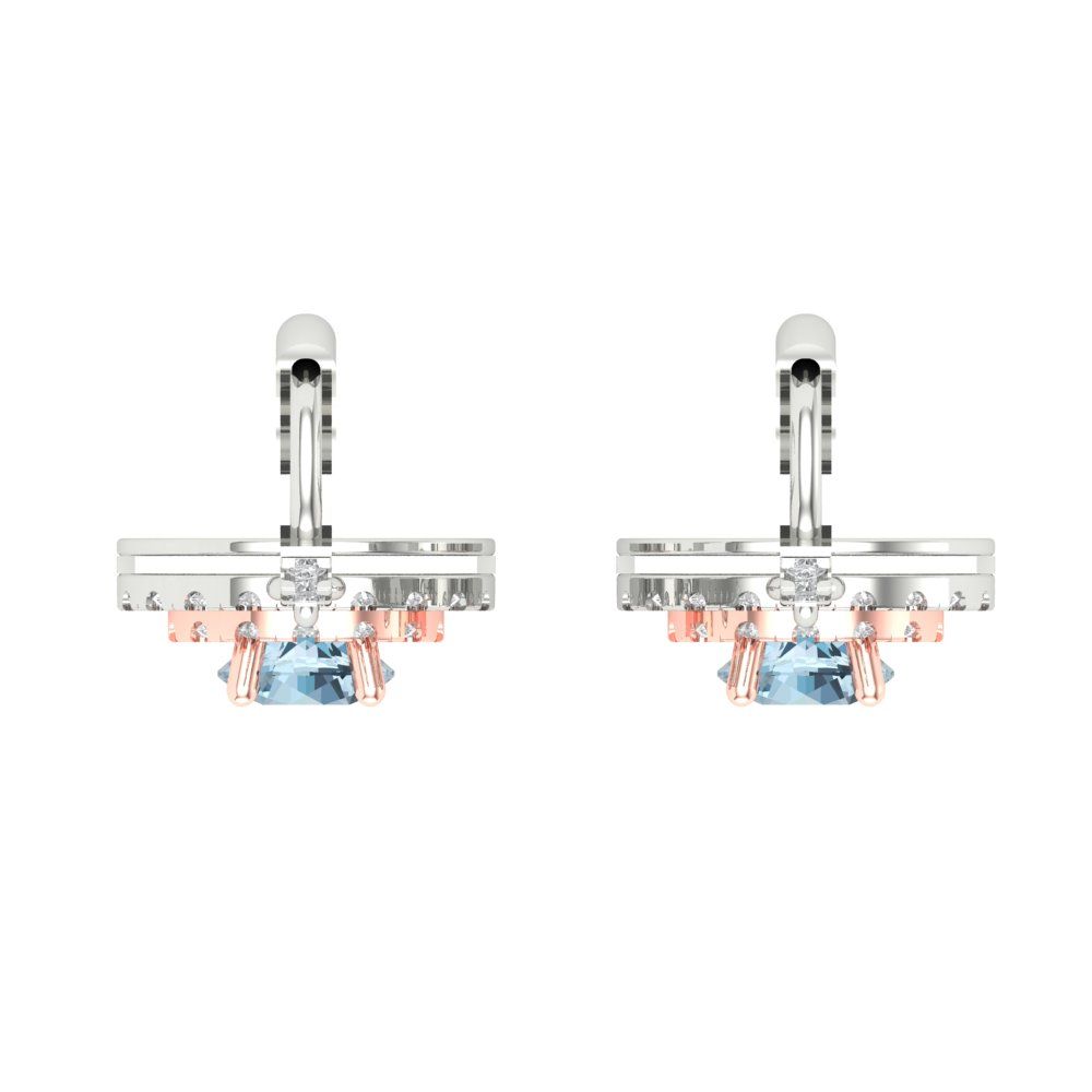 1.63cttw Aquamarine Gold-Plated 925 Silver Lever Back Drop Dangle Earrings