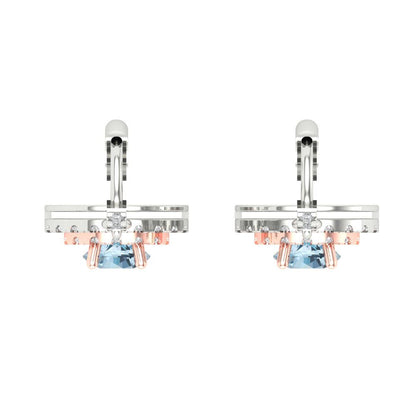 1.63cttw Aquamarine Gold-Plated 925 Silver Lever Back Drop Dangle Earrings