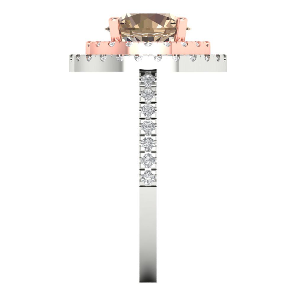2.6 cttw Yellow Moissanite Hidden Halo Engagement Ring - Solid White/Rose Gold (VVS1, Round Cut,8.0mm)