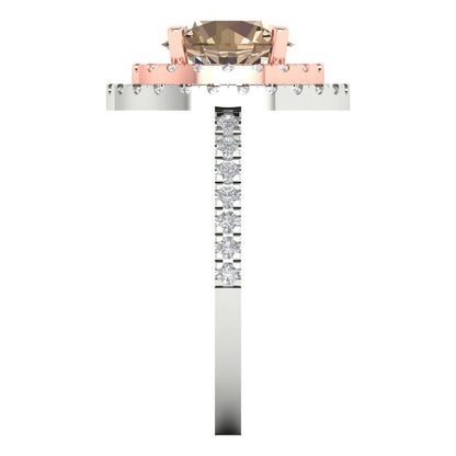 2.6 cttw Yellow Moissanite Hidden Halo Engagement Ring - Solid White/Rose Gold (VVS1, Round Cut,8.0mm)