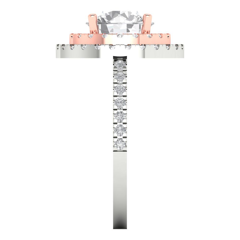 2.6 cttw Moissanite Hidden Halo Engagement Ring - Solid White/Rose Gold (VVS1, Round Cut,8.0mm)