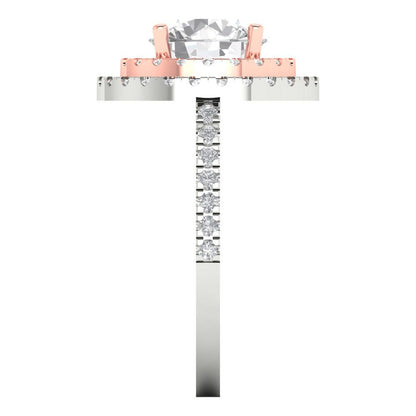 2.6 cttw Moissanite Hidden Halo Engagement Ring - Solid White/Rose Gold (VVS1, Round Cut,8.0mm)