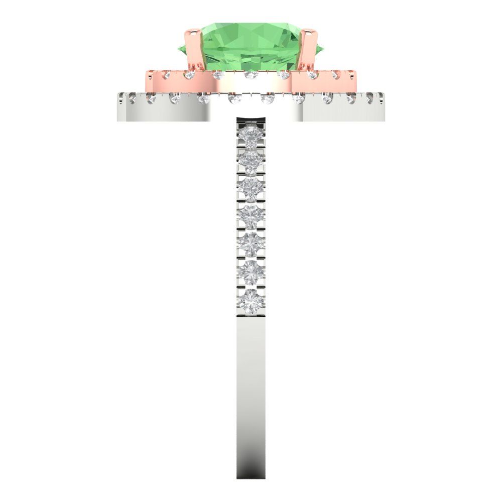 2.6 cttw Zirconia Simulated Green Diamond Hidden Halo Engagement Ring - Solid White/Rose Gold (VVS1, Round Cut,8.0mm)