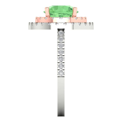 2.6 cttw Zirconia Simulated Green Diamond Hidden Halo Engagement Ring - Solid White/Rose Gold (VVS1, Round Cut,8.0mm)