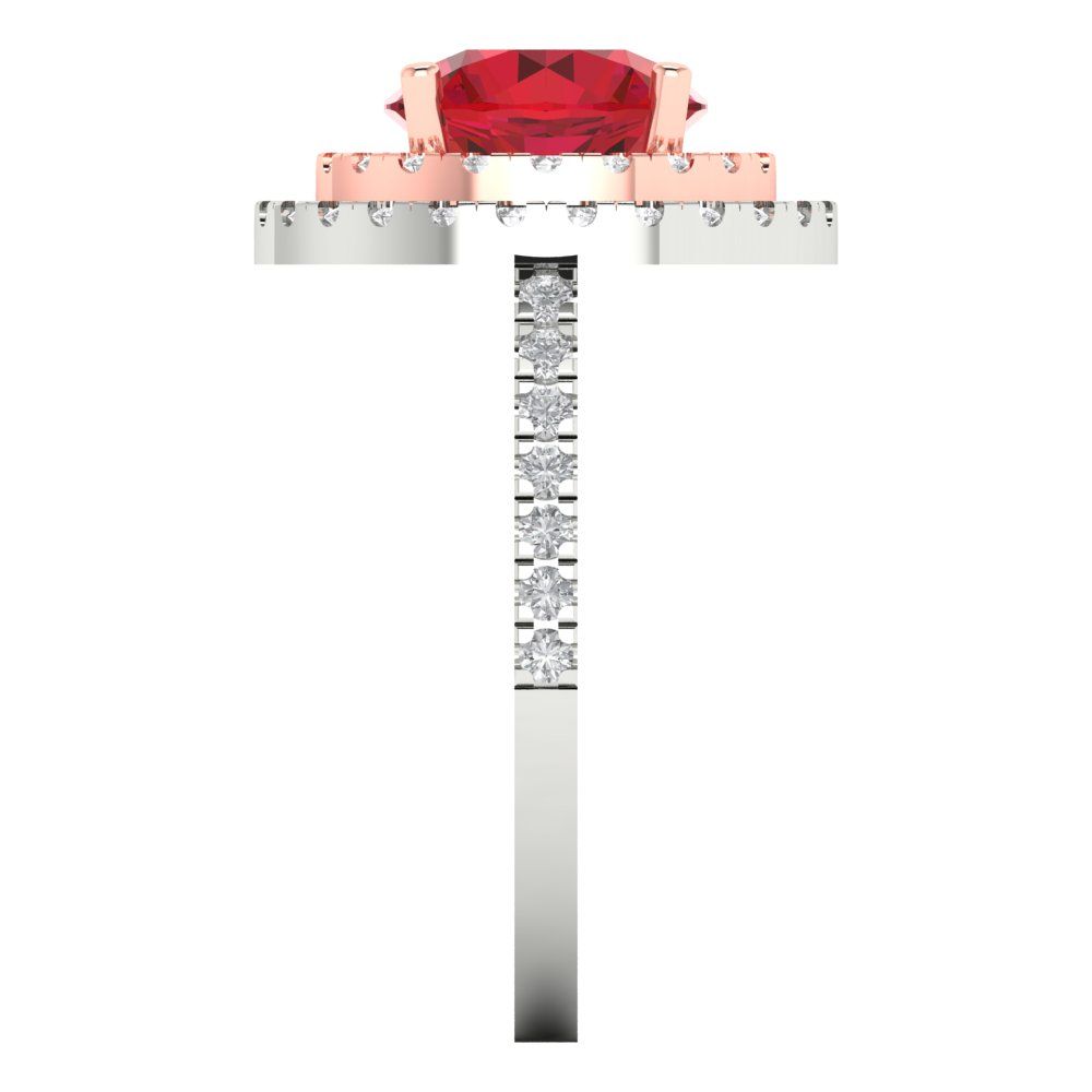 2.6 cttw Simulated Pink Tourmaline Hidden Halo Engagement Ring - Solid White/Rose Gold (VVS1, Round Cut,8.0mm)