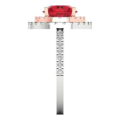 2.6 cttw Simulated Pink Tourmaline Hidden Halo Engagement Ring - Solid White/Rose Gold (VVS1, Round Cut,8.0mm)