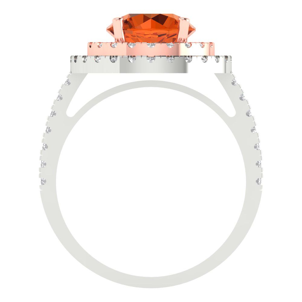 2.6 cttw Simulated Pink Tourmaline Hidden Halo Engagement Ring - Solid White/Rose Gold (VVS1, Round Cut,8.0mm)