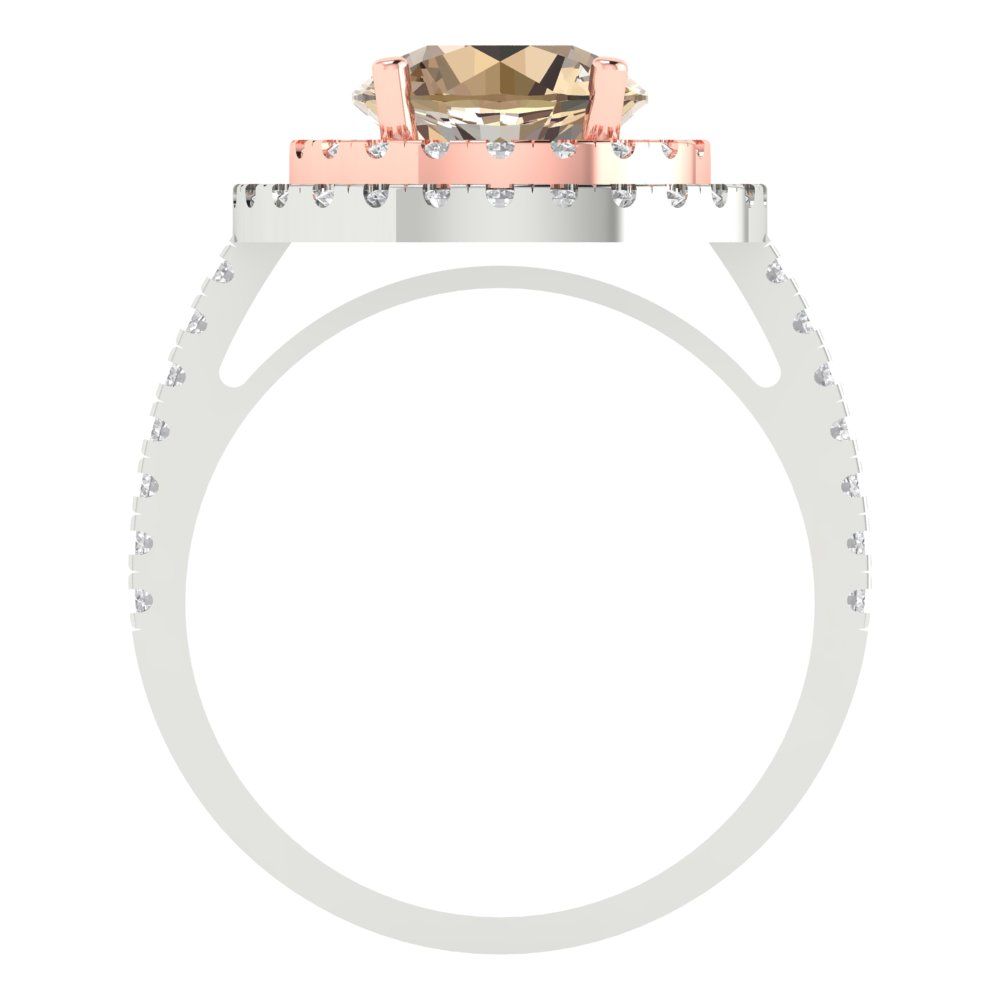 2.6 cttw Yellow Moissanite Hidden Halo Engagement Ring - Solid White/Rose Gold (VVS1, Round Cut,8.0mm)
