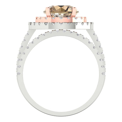 2.73 cttw Round Cut Yellow Moissanite Bridal Set - Solid White/Rose Gold Engagement Ring & Wedding Band