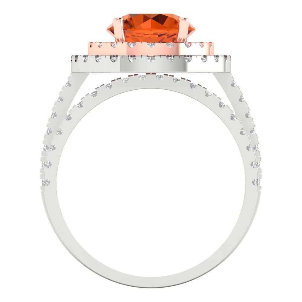 2.73 cttw Round Cut Simulated Pink Tourmaline Bridal Set - Solid White/Rose Gold Engagement Ring & Wedding Band