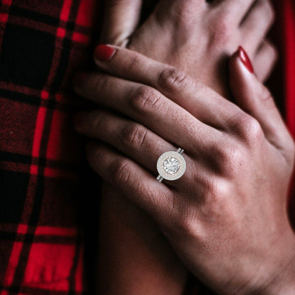 2.73 cttw Round Cut Zirconia Simulated Diamond Bridal Set - Solid White/Rose Gold Engagement Ring & Wedding Band