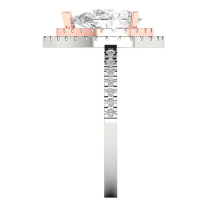 2.48 cttw White Sapphire Hidden Halo Engagement Ring - Solid White/Rose Gold (VVS1, Pear Cut,10X7mm )