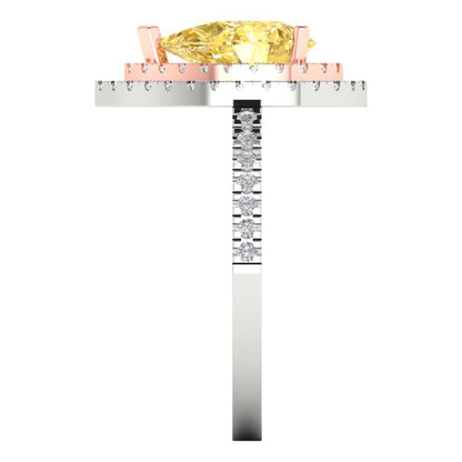 2.48 cttw Natural Citrine Hidden Halo Engagement Ring - Solid White/Rose Gold (VVS1, Pear Cut,10X7mm )