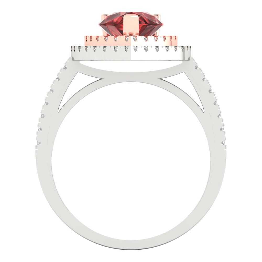 2.48 cttw Natural Garnet Hidden Halo Engagement Ring - Solid White/Rose Gold (VVS1, Pear Cut,10X7mm )