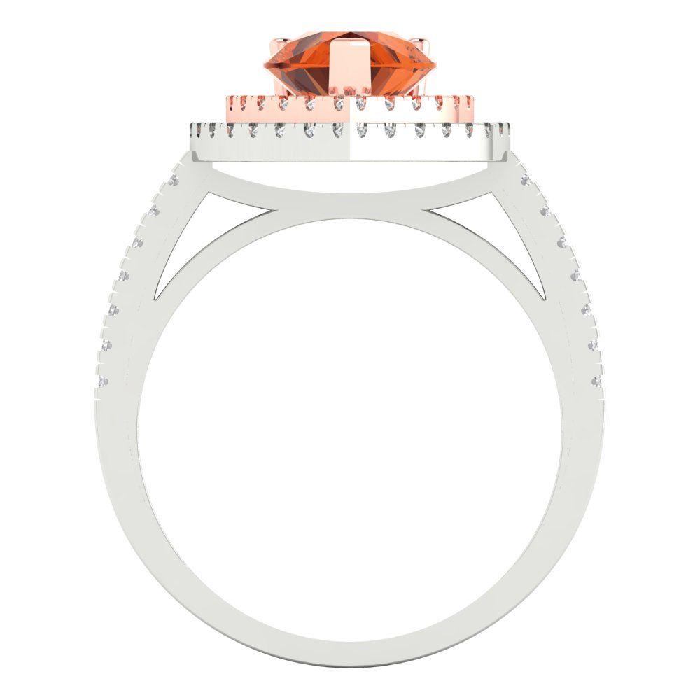 2.48 cttw Simulated Ruby Hidden Halo Engagement Ring - Solid White/Rose Gold (VVS1, Pear Cut,10X7mm )
