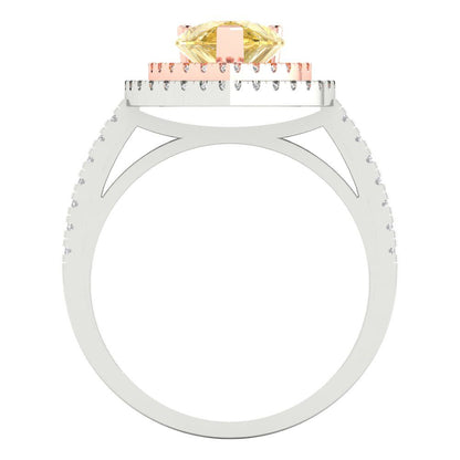2.48 cttw Natural Citrine Hidden Halo Engagement Ring - Solid White/Rose Gold (VVS1, Pear Cut,10X7mm )