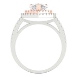2.5 ct Brilliant Pear Cut Natural Diamond Stone Clarity SI1-2 Color I-J White/Rose Gold Halo Solitaire with Accents Ring