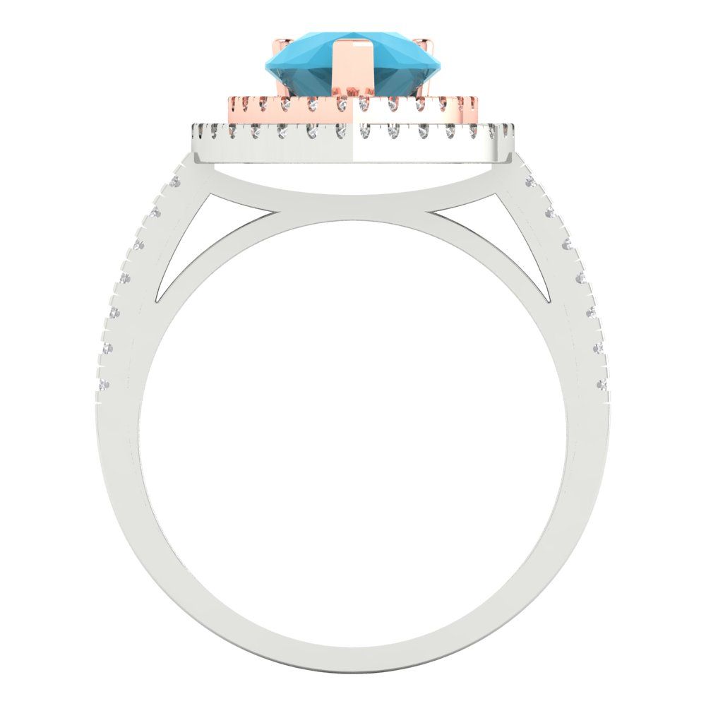 2.48 cttw Simulated Turquoise Hidden Halo Engagement Ring - Solid White/Rose Gold (VVS1, Pear Cut,10X7mm )