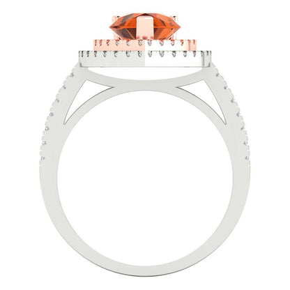 2.48 cttw Simulated Pink Tourmaline Hidden Halo Engagement Ring - Solid White/Rose Gold (VVS1, Pear Cut,10X7mm )