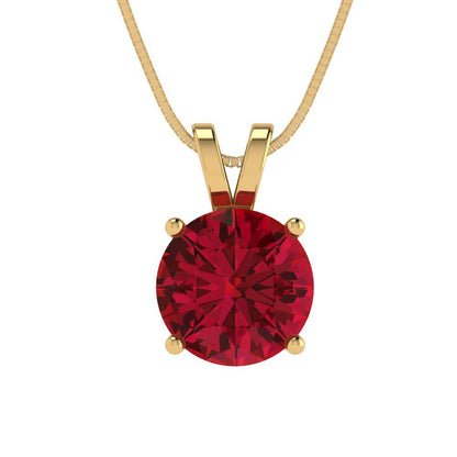 2.5 tcw Necklace Pendant - 14K White Gold Round Cut Solitaire  Pink Tourmaline - Adjustable Length - 15in Box Chain to 18in