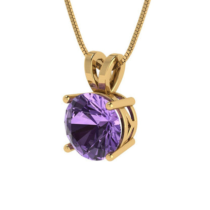2.5cttw Round Cut Alexandrite Gold-Plated 925 Silver Pendant and 16" Box-Chain Necklace
