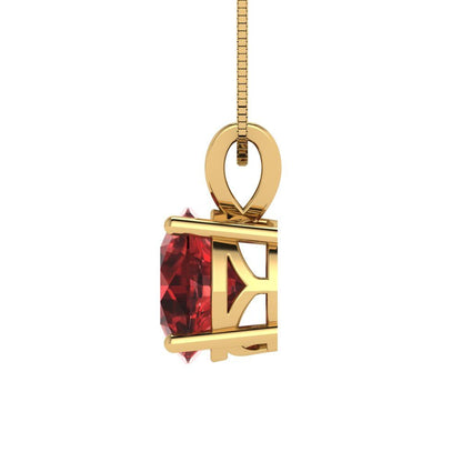 2.5cttw Round Cut Garnet Gold-Plated 925 Silver Pendant and 16" Box-Chain Necklace