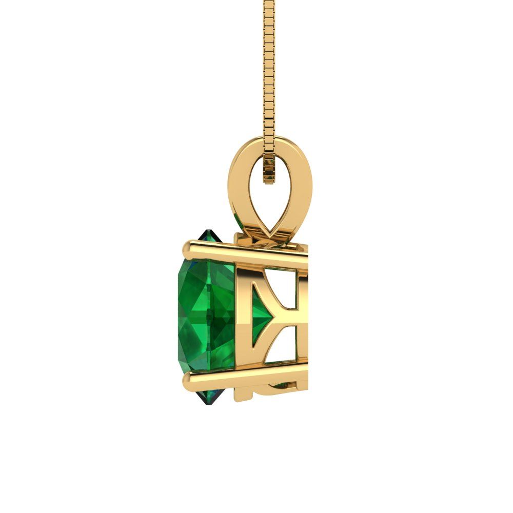 2.5cttw Round Cut Emerald Gold-Plated 925 Silver Pendant and 16" Box-Chain Necklace