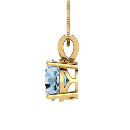 2.5 tcw Necklace Pendant - 14K White Gold Round Cut Solitaire  Swiss Blue Topaz - Adjustable Length - 15in Box Chain to 18in