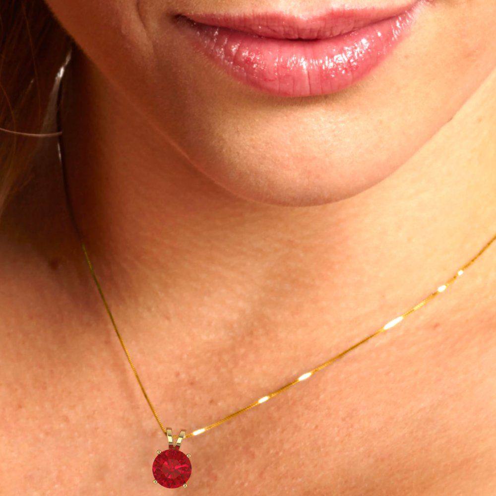 2.5 tcw Necklace Pendant - 14K White Gold Round Cut Solitaire  Pink Tourmaline - Adjustable Length - 15in Box Chain to 18in