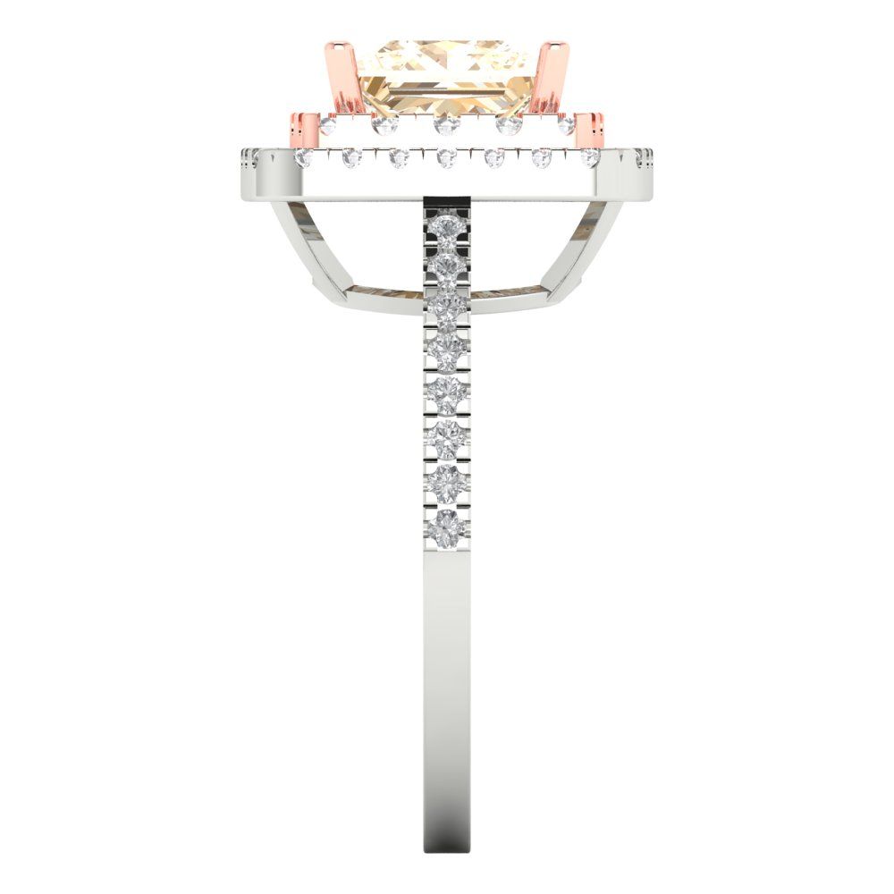 2.07 cttw Natural Morganite Hidden Halo Engagement Ring - Solid Gold (Princess Cut,6.5mm)