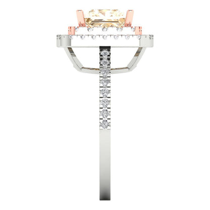 2.07 cttw Natural Morganite Hidden Halo Engagement Ring - Solid Gold (Princess Cut,6.5mm)