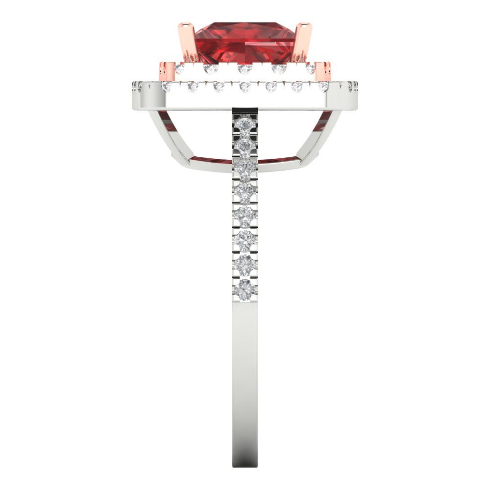 2.07 cttw Natural Garnet Hidden Halo Engagement Ring - Solid White/Rose Gold (VVS1, Princess Cut,6.5mm)