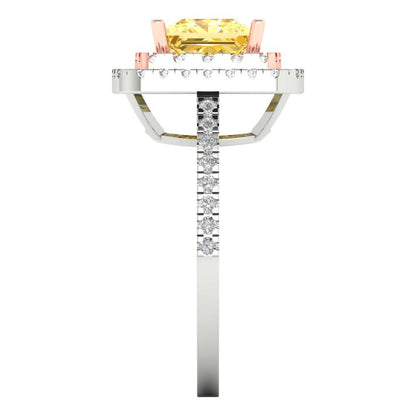 2.07 cttw Natural Citrine Hidden Halo Engagement Ring - Solid Gold (Princess Cut,6.5mm)