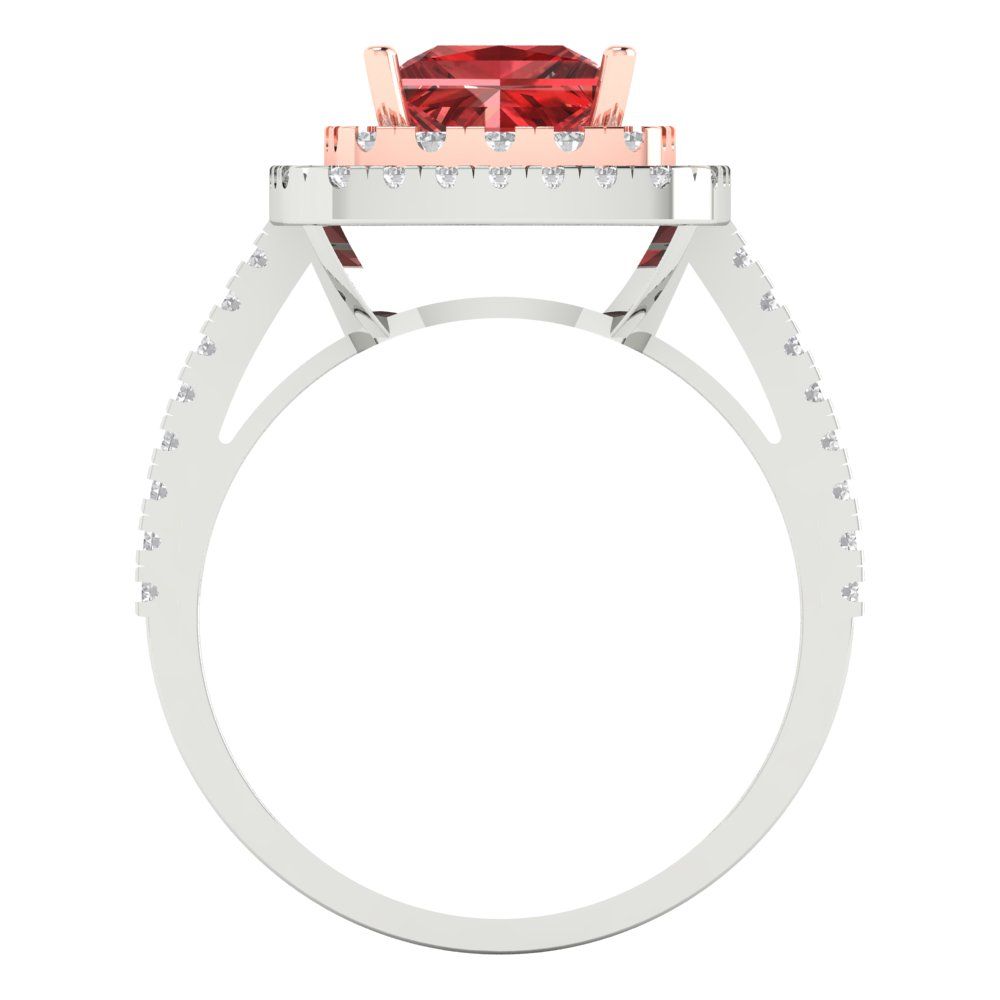 2.07 cttw Natural Garnet Hidden Halo Engagement Ring - Solid White/Rose Gold (VVS1, Princess Cut,6.5mm)