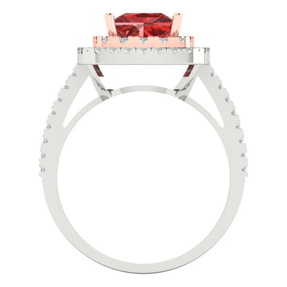 2.07 cttw Natural Garnet Hidden Halo Engagement Ring - Solid White/Rose Gold (VVS1, Princess Cut,6.5mm)