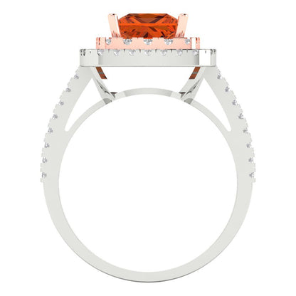 2.07 cttw Simulated Ruby Hidden Halo Engagement Ring - Solid White/Rose Gold (VVS1, Princess Cut,6.5mm)