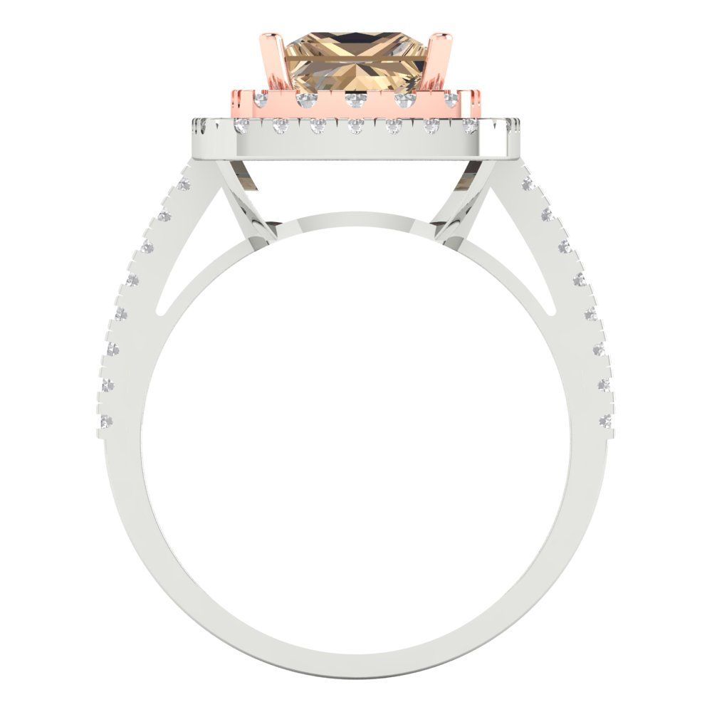 2.07 cttw Yellow Moissanite Hidden Halo Engagement Ring - Solid White/Rose Gold (VVS1, Princess Cut,6.5mm)