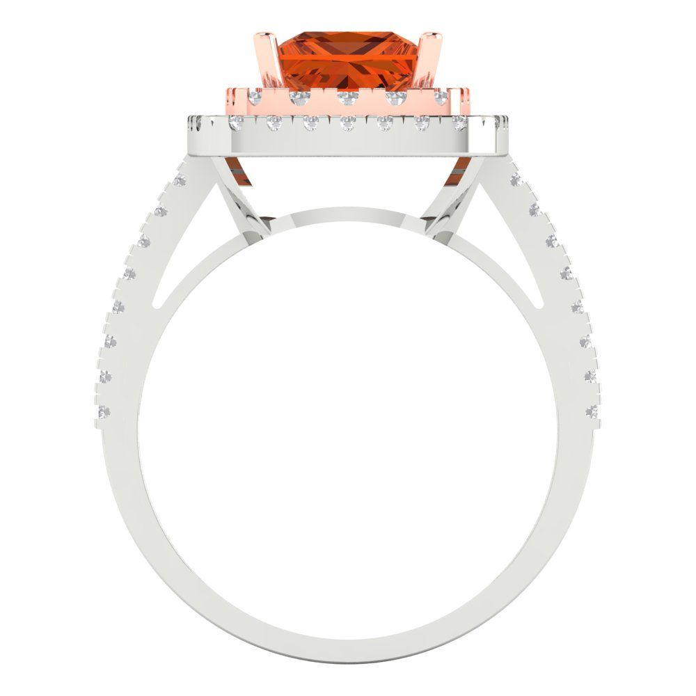 2.07 cttw Simulated Pink Tourmaline Hidden Halo Engagement Ring - Solid White/Rose Gold (VVS1, Princess Cut,6.5mm)