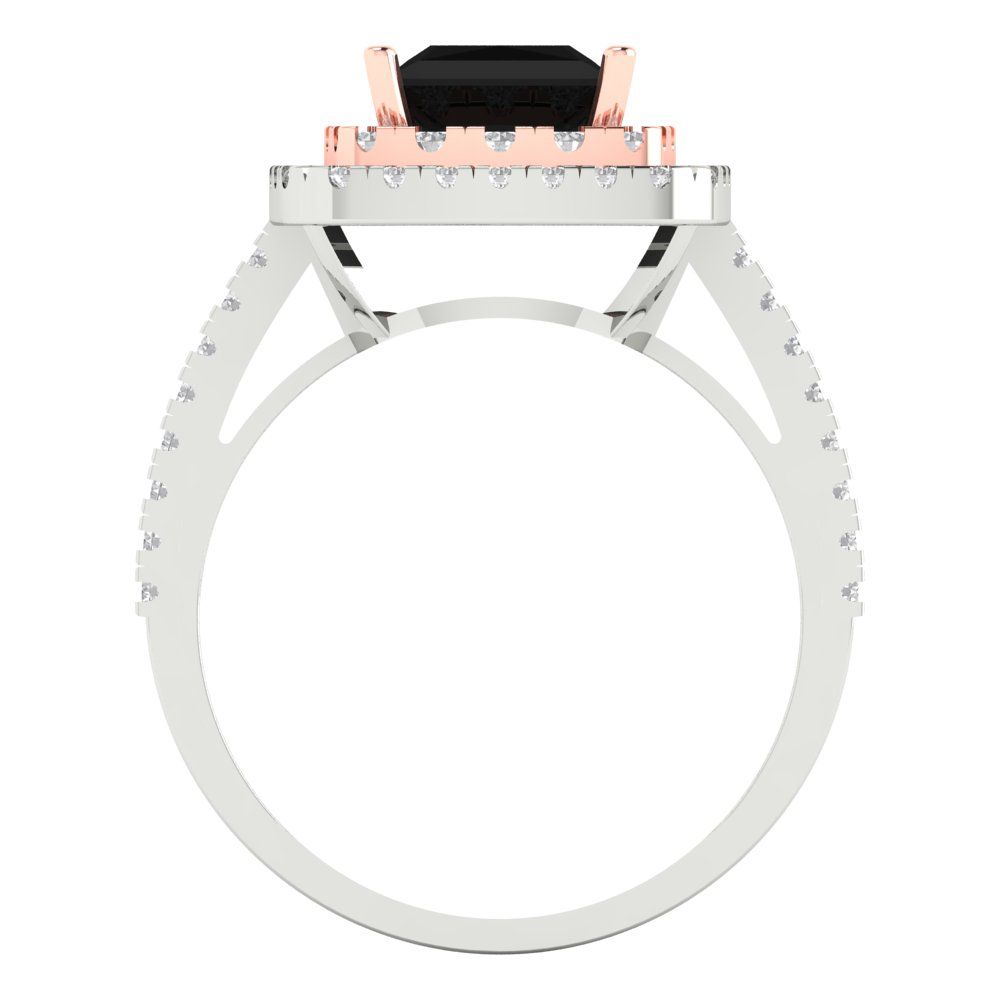 2.07 cttw Natural Onyx Hidden Halo Engagement Ring - Solid White/Rose Gold (VVS1, Princess Cut,6.5mm)