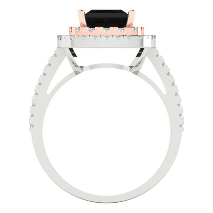 2.07 cttw Natural Onyx Hidden Halo Engagement Ring - Solid White/Rose Gold (VVS1, Princess Cut,6.5mm)