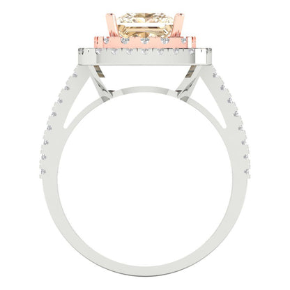 2.07 cttw Natural Morganite Hidden Halo Engagement Ring - Solid Gold (Princess Cut,6.5mm)