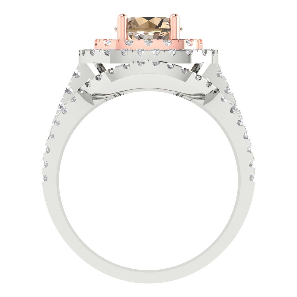 1.7825 cttw Round Cut Yellow Moissanite Bridal Set - Solid White/Rose Gold Engagement Ring & Wedding Band