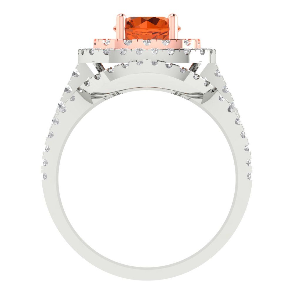 1.7825 cttw Round Cut Simulated Pink Tourmaline Bridal Set - Solid White/Rose Gold Engagement Ring & Wedding Band