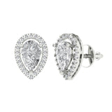 5.545 ct Brilliant Pear Cut Halo Studs Natural Diamond Stone Clarity SI1-2 Color G-H White Gold Earrings Screw back