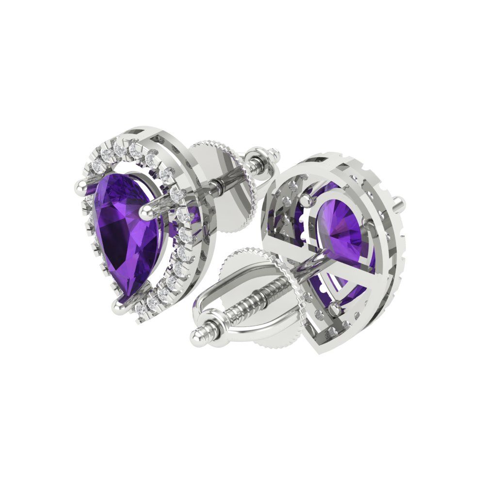 2.72cttw Amethyst Gold-Plated 925 Silver Screw Back Stud Earrings