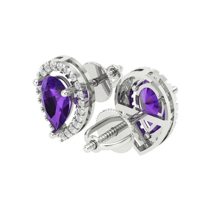 2.72cttw Amethyst Gold-Plated 925 Silver Screw Back Stud Earrings