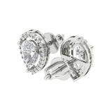 5.545 ct Brilliant Pear Cut Halo Studs Natural Diamond Stone Clarity SI1-2 Color G-H White Gold Earrings Screw back