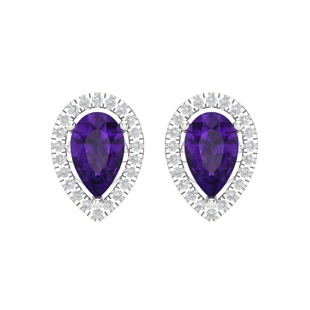 2.72cttw Amethyst Gold-Plated 925 Silver Screw Back Stud Earrings