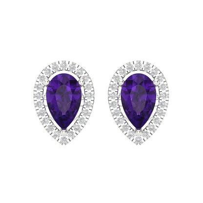 2.72cttw Amethyst Gold-Plated 925 Silver Screw Back Stud Earrings
